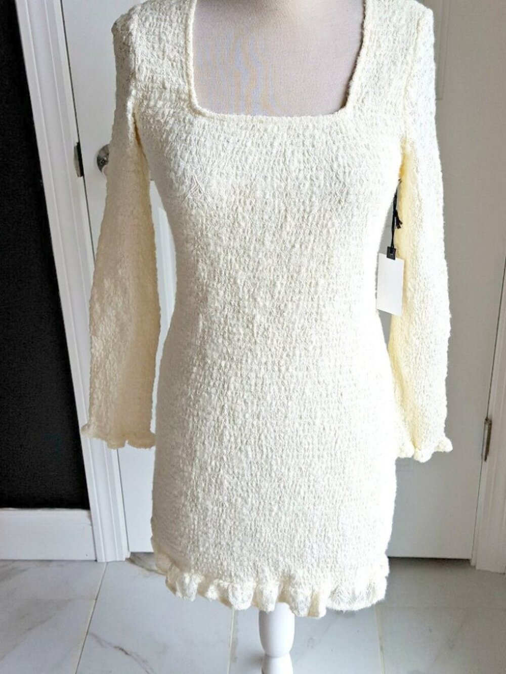 NEW! ASTR THE LABEL Ivory SMOCKED DRESS